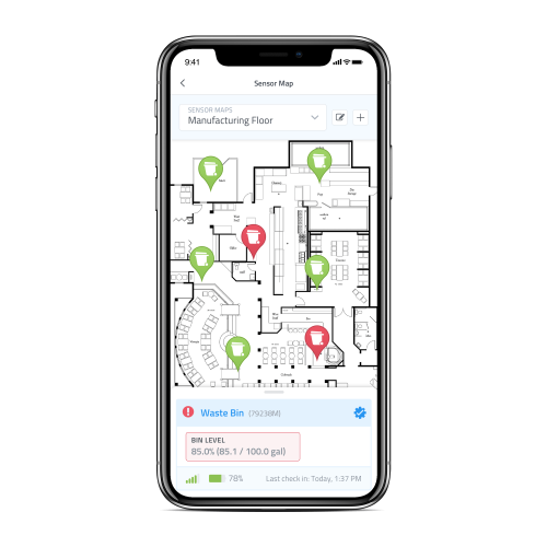Waste Bin Level Sensor IOT iphone layout